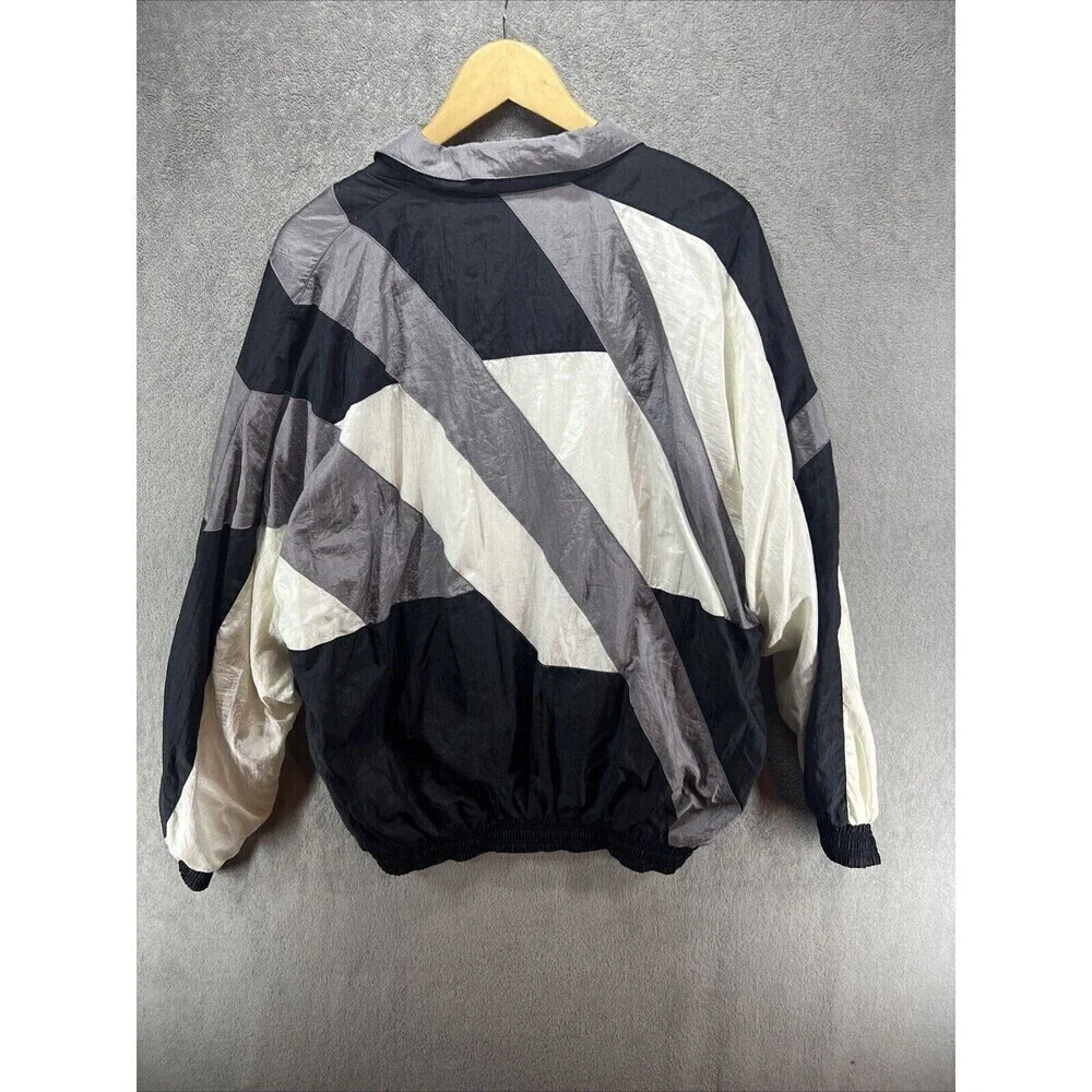 Vtg Oleg Cassini Lined Jacket Black White Gray Windbreaker Size‎ XL 80s - Picture 4 of 7